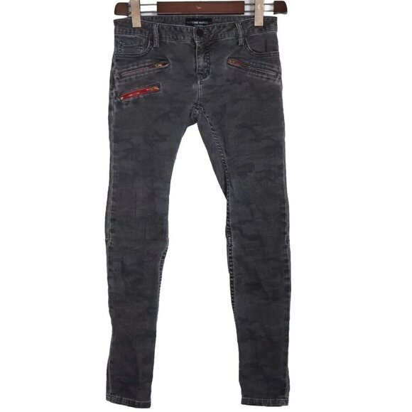Etienne Marcel Women's 27 Multicolor Camo Zip Moto Skinny Jeans 100% Cotton - Picture 2 of 8